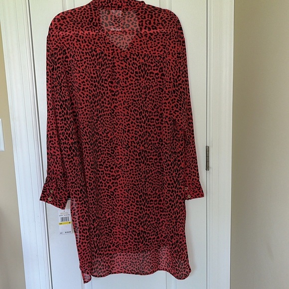 🆕 Michael Kors Women’s Animal Print Sheer Swimsuit Cover Up Sea Coral Size M - Picture 8 of 10